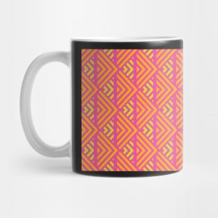 Hot Pink, Lime, and Orange Striped Check Pattern Mug